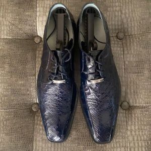 Belvedere Crocodile/Eel Lace-up Size 11 Navy Blue